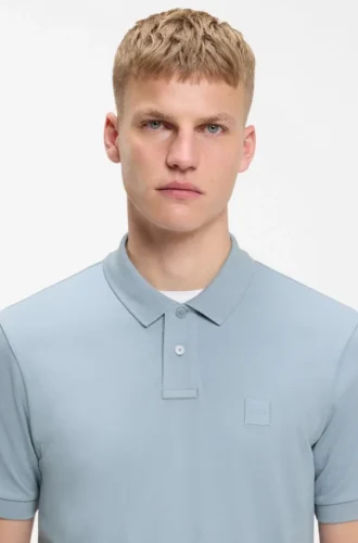 Slim-Fit-Poloshirt aus Stretch-Baumwolle mit Logo-Patch