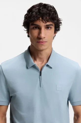 Slim-Fit-Poloshirt aus Stretch-Baumwolle mit Logo-Patch