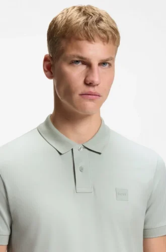 Slim-Fit-Poloshirt aus Stretch-Baumwolle mit Logo-Patch