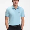 Slim-Fit-Poloshirt aus Stretch-Baumwolle mit Logo und Streifen