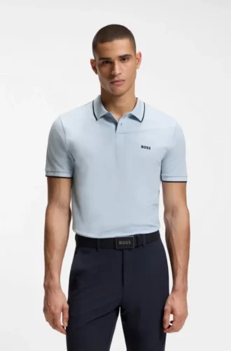 Slim-Fit-Poloshirt aus Stretch-Baumwolle mit Logo und Streifen