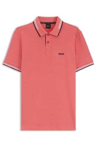 Slim-Fit-Poloshirt aus Stretch-Baumwolle mit Logo und Streifen