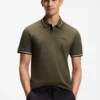 Slim-Fit-Poloshirt aus Stretch-Baumwolle mit Logo und Streifen