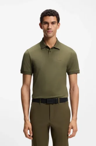 Slim-Fit-Poloshirt aus Stretch-Baumwolle mit Logo und Streifen