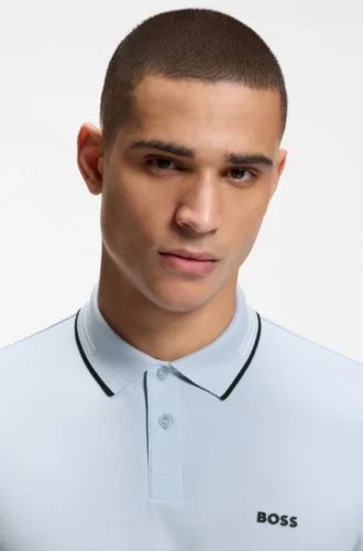 Slim-Fit-Poloshirt aus Stretch-Baumwolle mit Logo und Streifen