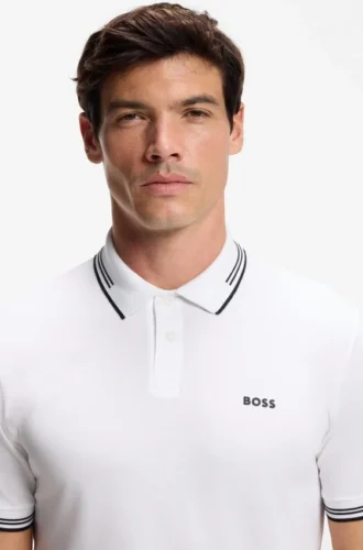 Slim-Fit-Poloshirt aus Stretch-Baumwolle mit Logo und Streifen