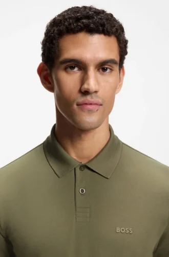 Slim-Fit-Poloshirt aus Stretch-Baumwolle mit Logo und Streifen