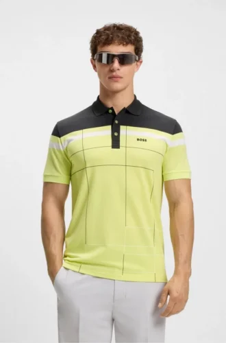 Slim-Fit-Poloshirt aus Stretch-Baumwolle mit Quick-Dry-Funktion