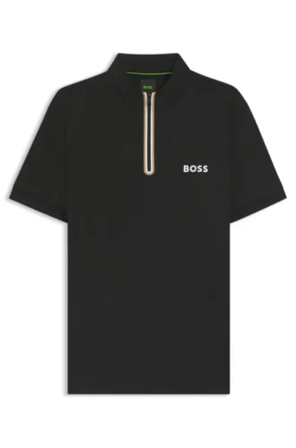 Slim-Fit-Poloshirt aus Stretch-Mesh mit Reißverschluss am Kragen