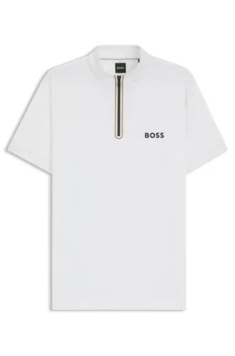 Slim-Fit-Poloshirt aus Stretch-Mesh mit Reißverschluss am Kragen