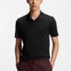 Slim-Fit-Poloshirt mit Johnny-Kragen aus Stretch-Baumwolle