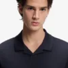 Slim-Fit-Poloshirt mit Johnny-Kragen aus Stretch-Baumwolle