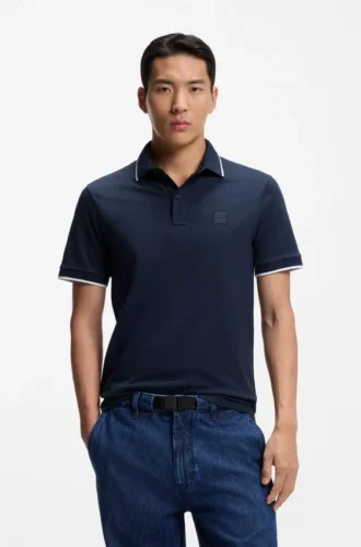 Slim-Fit-Poloshirt mit Logo-Patch aus Stretch-Baumwolle