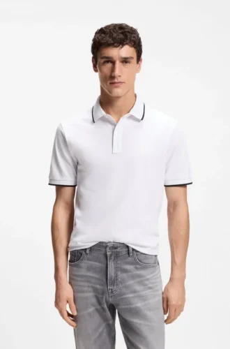 Slim-Fit-Poloshirt mit Logo-Patch aus Stretch-Baumwolle