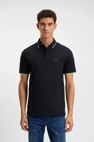 Slim-Fit-Poloshirt mit Logo-Patch aus Stretch-Baumwolle