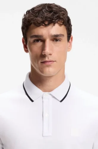 Slim-Fit-Poloshirt mit Logo-Patch aus Stretch-Baumwolle