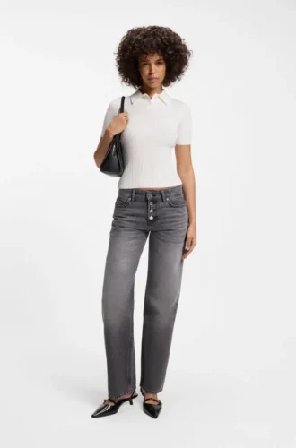 Slim-Fit-Pullover mit Rippbündchen und Polokragen