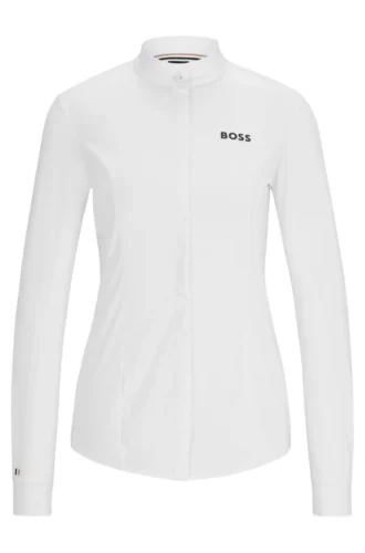 Slim-Fit-Reitbluse aus Materialmix