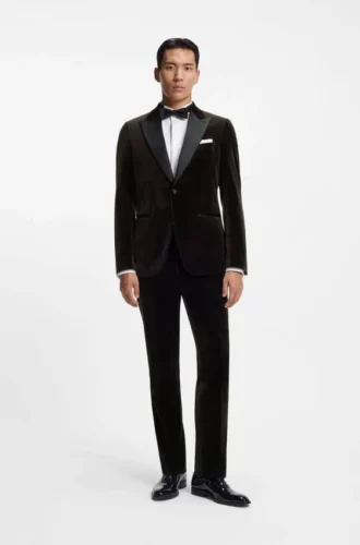 Slim-Fit-Smokingjacke aus Baumwollsamt