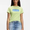 Slim-Fit-T-Shirt aus Baumwolle mit blauem Box-Logo