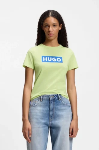 Slim-Fit-T-Shirt aus Baumwolle mit blauem Box-Logo