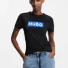 Slim-Fit-T-Shirt aus Baumwolle mit blauem Box-Logo