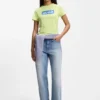 Slim-Fit-T-Shirt aus Baumwolle mit blauem Box-Logo