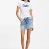 Slim-Fit-T-Shirt aus Baumwolle mit blauem Box-Logo