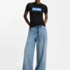 Slim-Fit-T-Shirt aus Baumwolle mit blauem Box-Logo