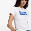 Slim-Fit-T-Shirt aus Baumwolle mit blauem Box-Logo