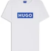 Slim-Fit-T-Shirt aus Baumwolle mit blauem Box-Logo