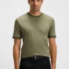 Slim-Fit-T-Shirt aus merzerisierter Baumwolle mit Kontrastbesatz
