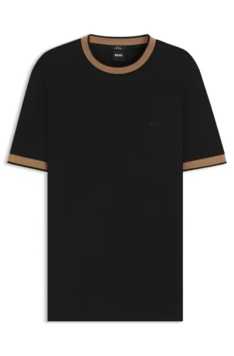 Slim-Fit-T-Shirt aus merzerisierter Baumwolle mit Kontrastbesatz
