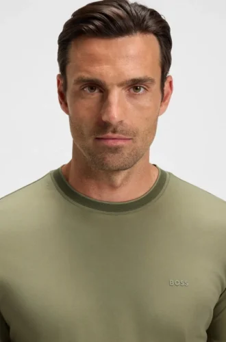 Slim-Fit-T-Shirt aus merzerisierter Baumwolle mit Kontrastbesatz