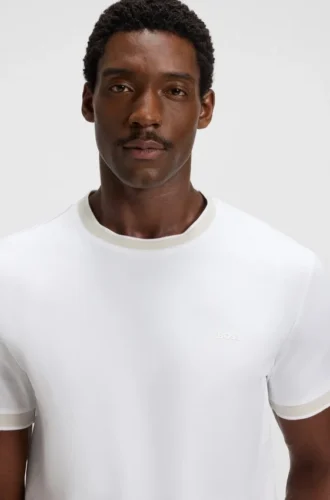 Slim-Fit-T-Shirt aus merzerisierter Baumwolle mit Kontrastbesatz