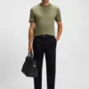 Slim-Fit-T-Shirt aus merzerisierter Baumwolle mit Kontrastbesatz