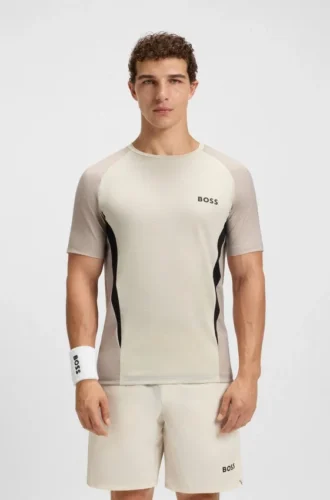 Slim-Fit-T-Shirt aus Mesh-Jersey mit Colour-Blocking