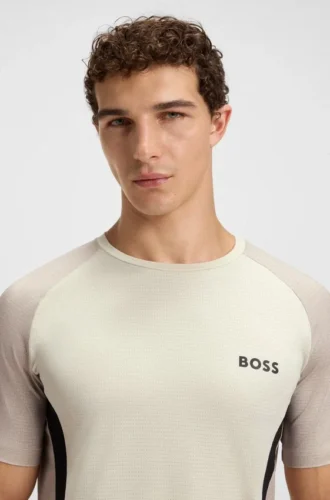 Slim-Fit-T-Shirt aus Mesh-Jersey mit Colour-Blocking