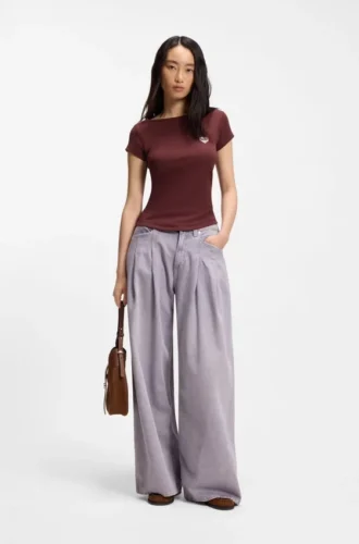 Slim-Fit-T-Shirt aus Stretch-Baumwolle mit Print