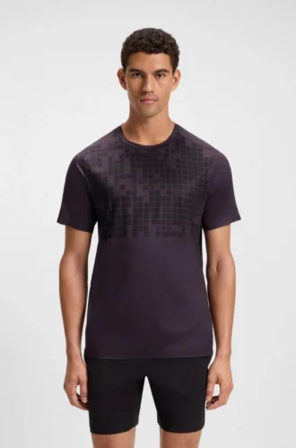 Slim-Fit-T-Shirt aus Stretch-Mesh mit Allover-Print