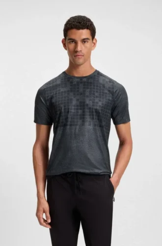 Slim-Fit-T-Shirt aus Stretch-Mesh mit Allover-Print