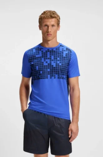Slim-Fit-T-Shirt aus Stretch-Mesh mit Allover-Print