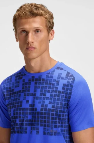 Slim-Fit-T-Shirt aus Stretch-Mesh mit Allover-Print