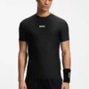 Slim-Fit-T-Shirt mit Jacquard-Streifen und Logo-Print
