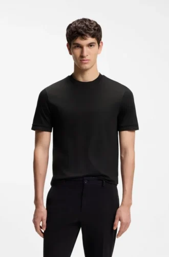 Slim-Fit-T-Shirt mit Kontraststreifen aus merzerisierter Baumwolle