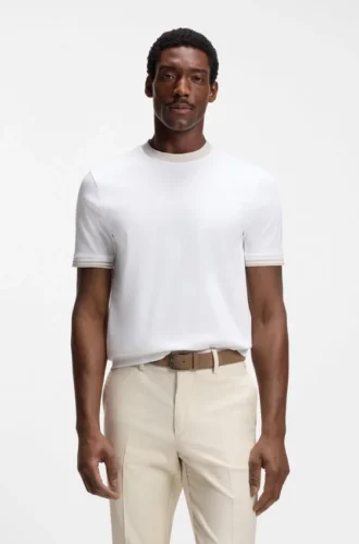 Slim-Fit-T-Shirt mit Kontraststreifen aus merzerisierter Baumwolle