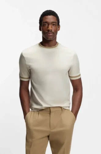 Slim-Fit-T-Shirt mit Kontraststreifen aus merzerisierter Baumwolle