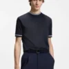 Slim-Fit-T-Shirt mit Kontraststreifen aus merzerisierter Baumwolle Slim-Fit-T-Shirt mit Kontraststreifen aus merzerisierter Baumwolle