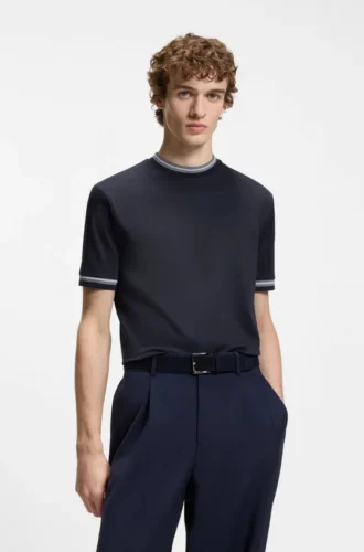 Slim-Fit-T-Shirt mit Kontraststreifen aus merzerisierter Baumwolle