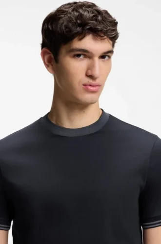 Slim-Fit-T-Shirt mit Kontraststreifen aus merzerisierter Baumwolle
